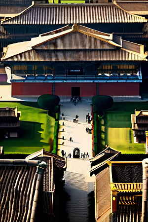 古代皇宫鸟瞰景观