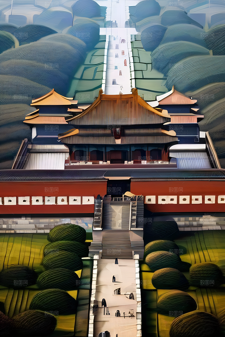 老宫殿俯瞰壮观全景