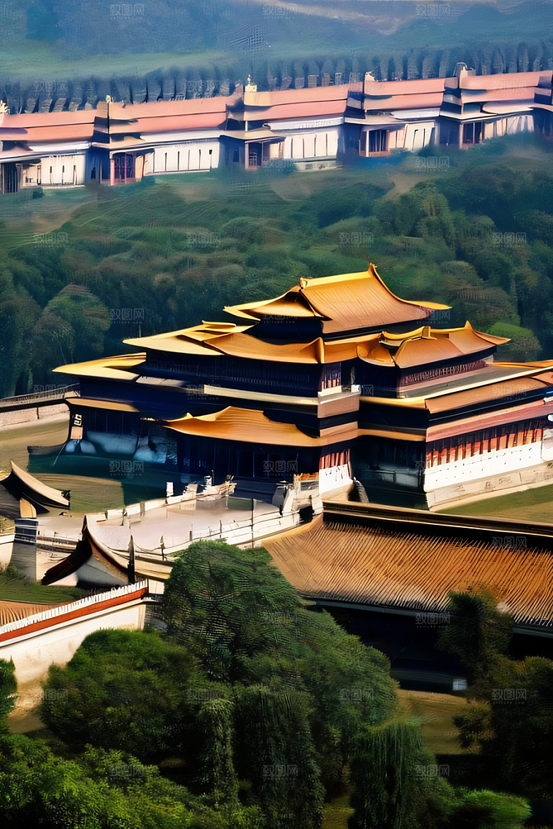 老宫殿俯瞰壮观全景
