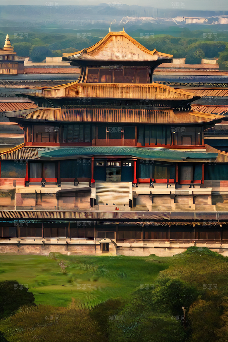 老宫殿俯瞰壮观全景