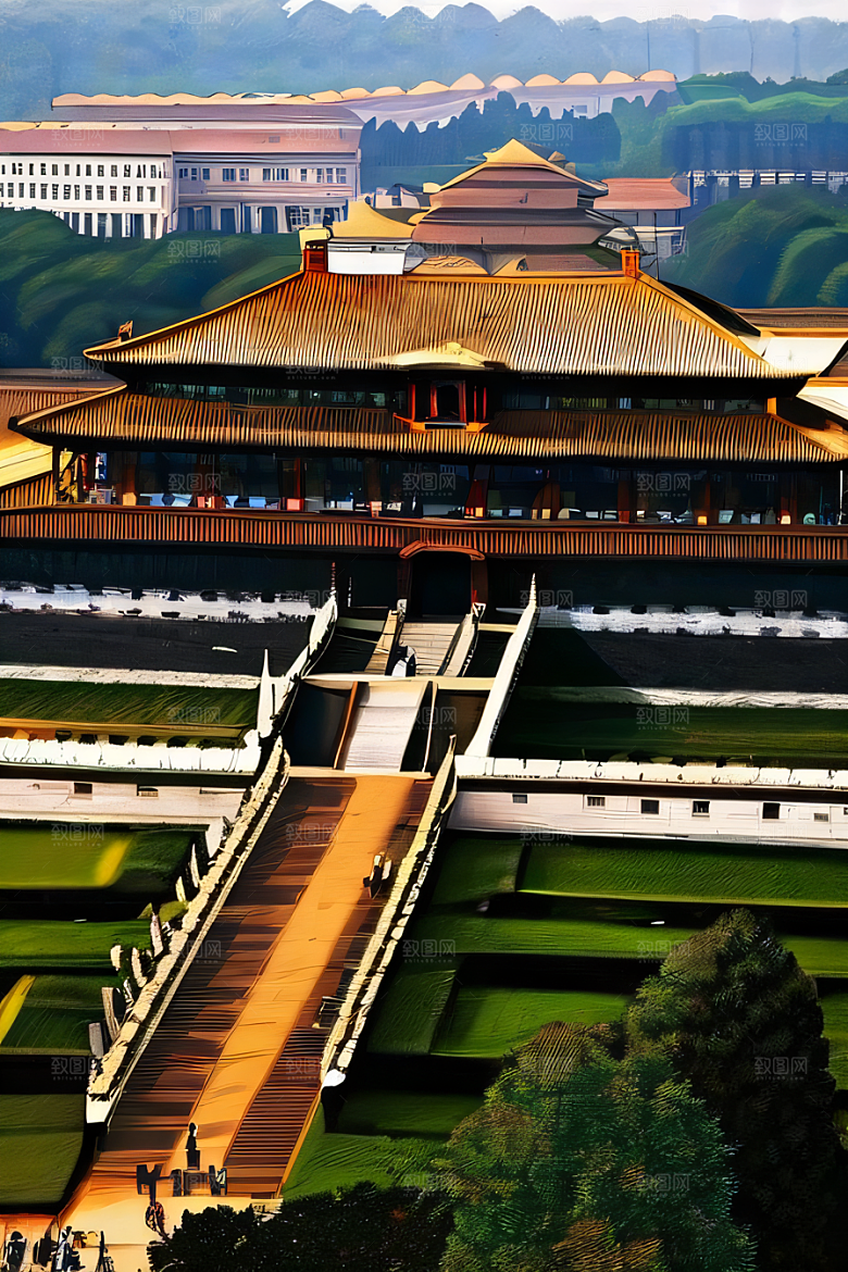 老宫殿俯瞰壮观全景