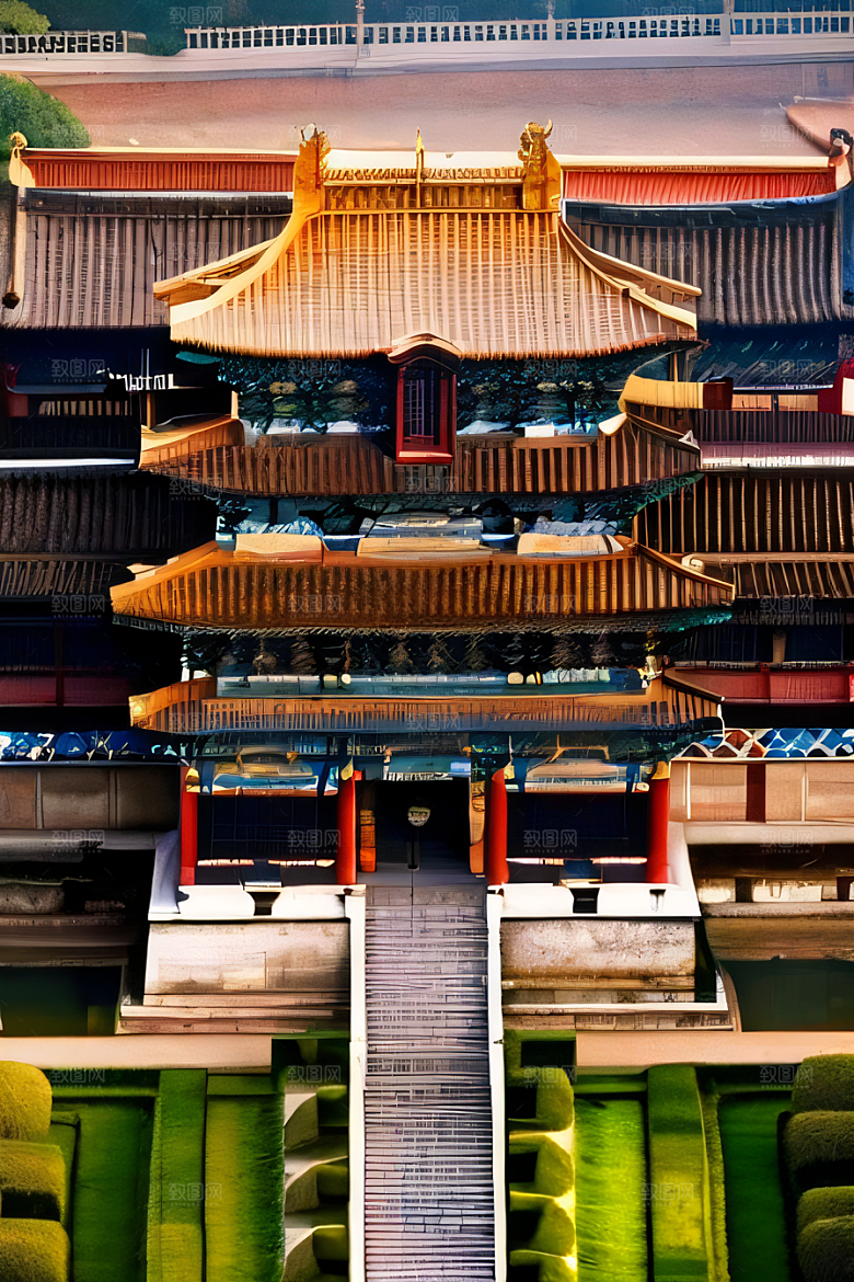 老宫殿俯瞰壮观全景