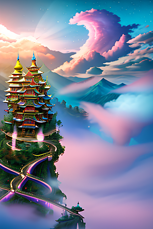 超梦幻场景立体艺术中的仙境奇观