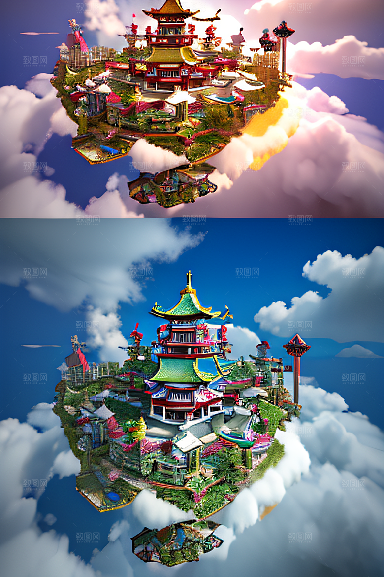 神圣光芒仙境中的壮丽景色