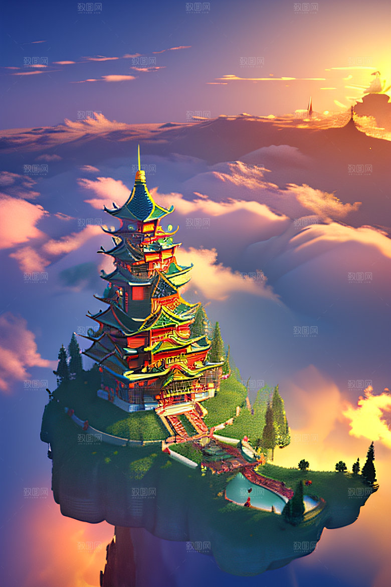 神圣光芒仙境中的壮丽景色