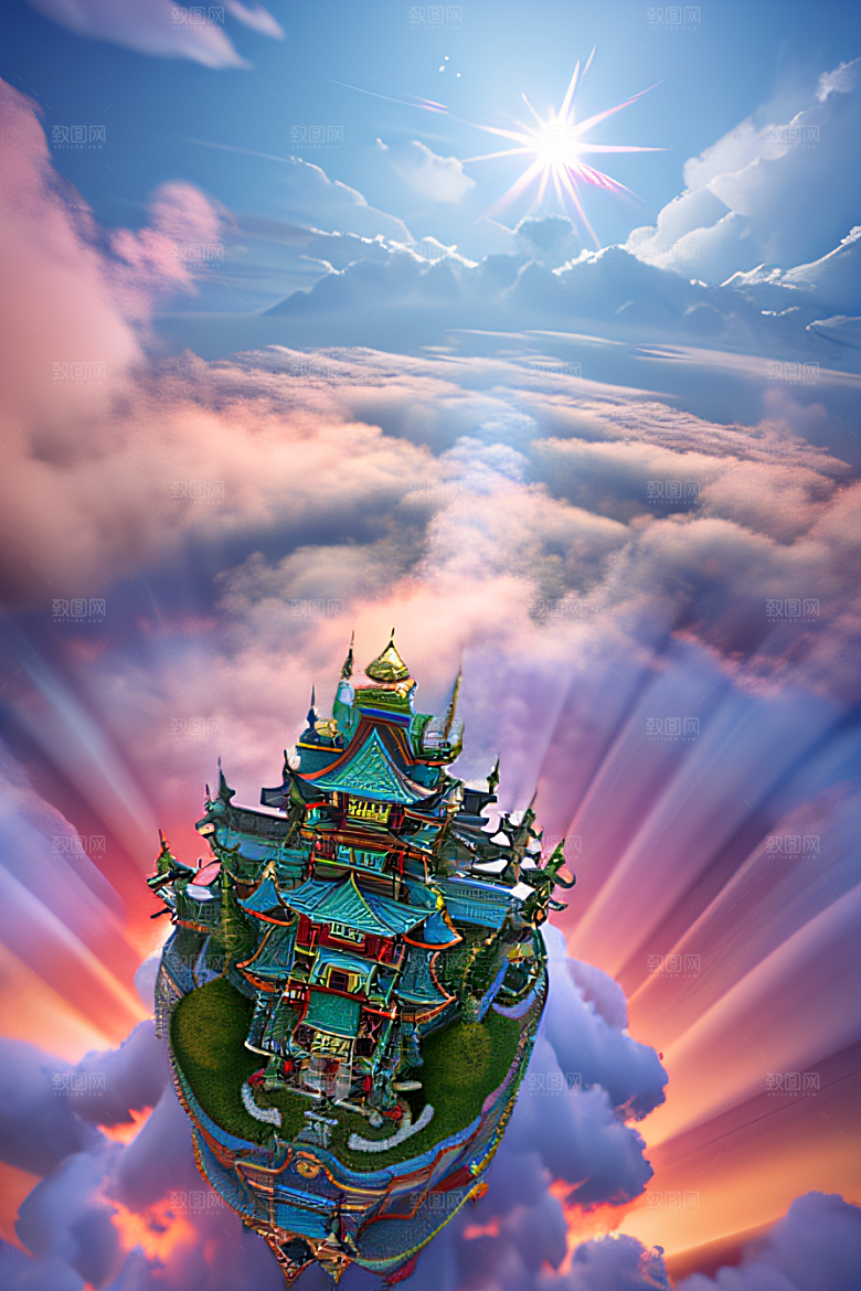神圣光芒仙境中的壮丽景色