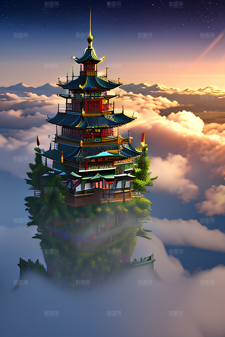神圣光芒仙境中的壮丽景色
