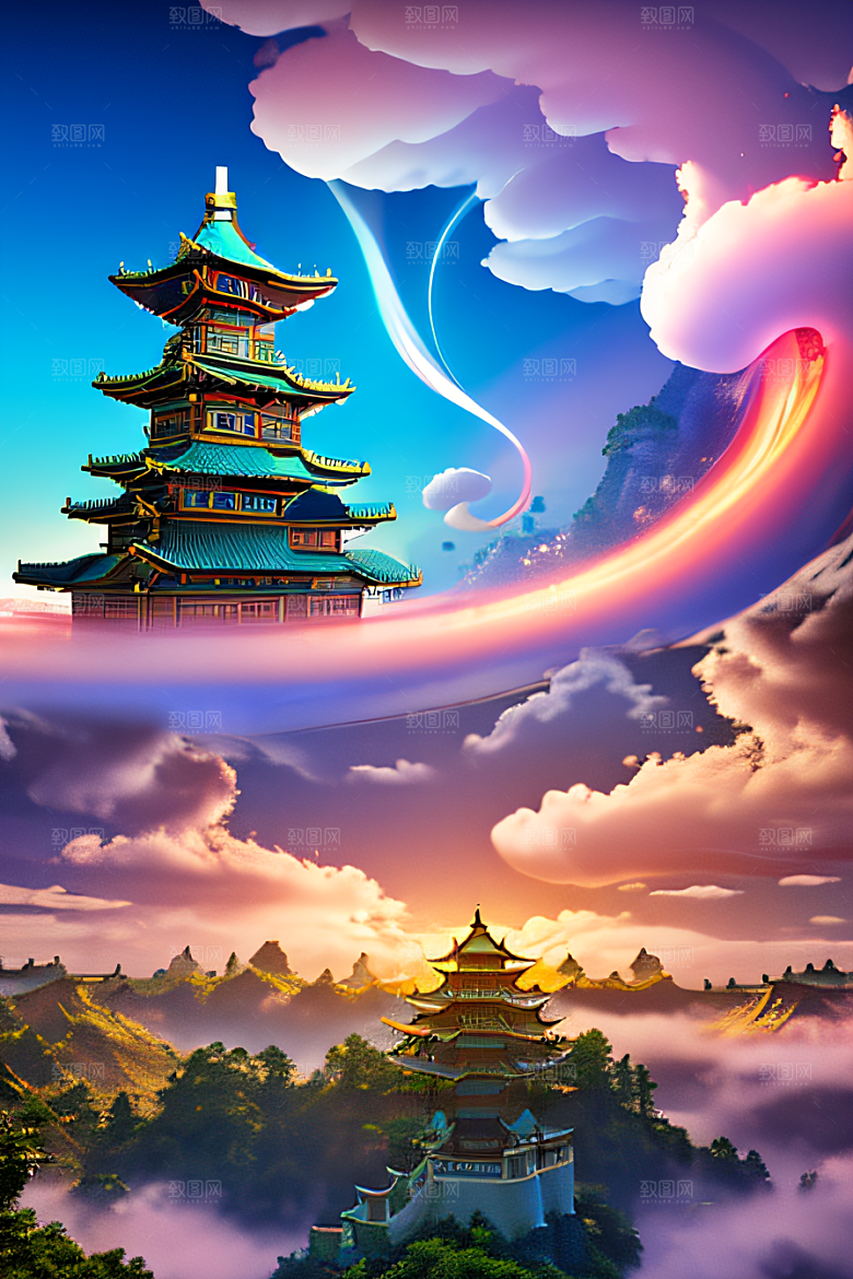梦幻仙境迷人的中国神话之旅