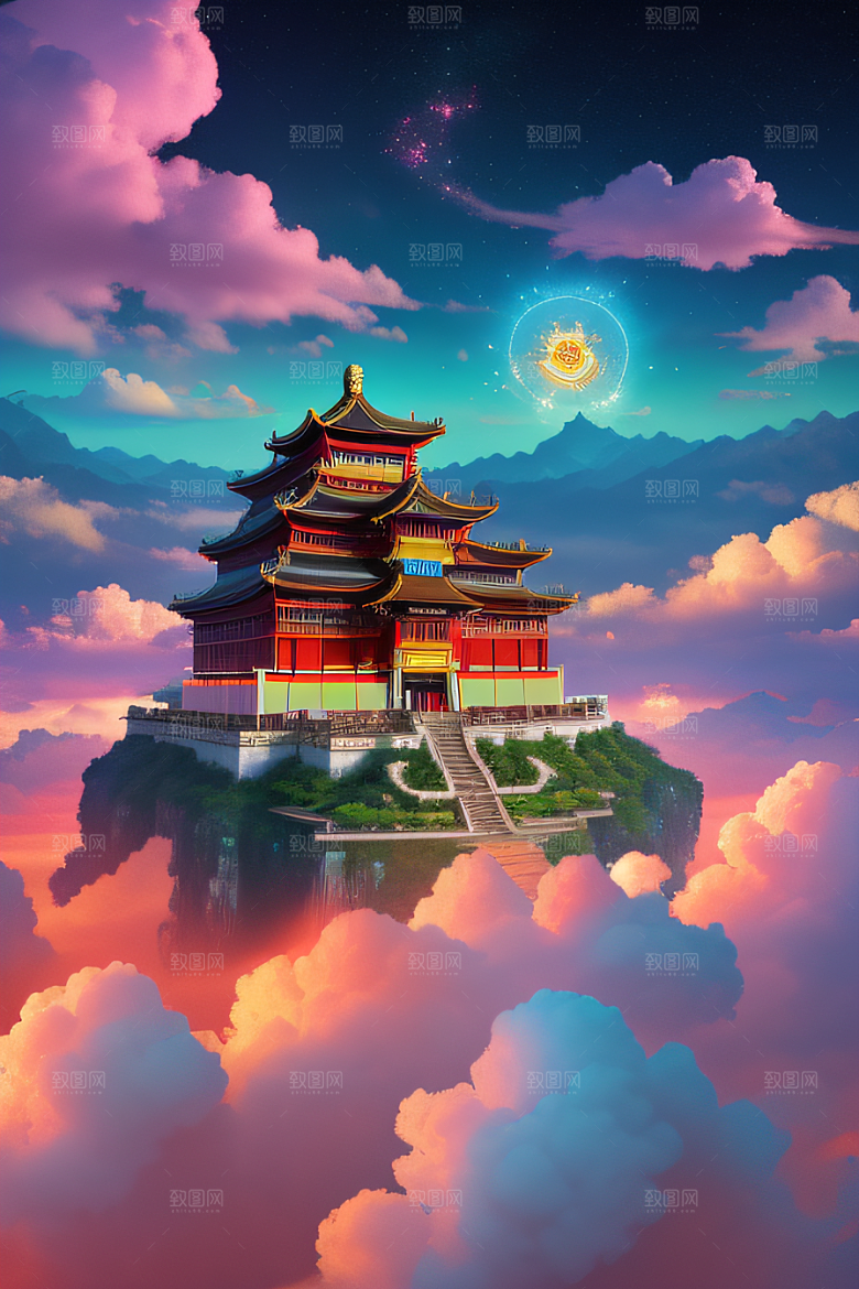 超现实梦幻仙境中的奇妙空间艺术