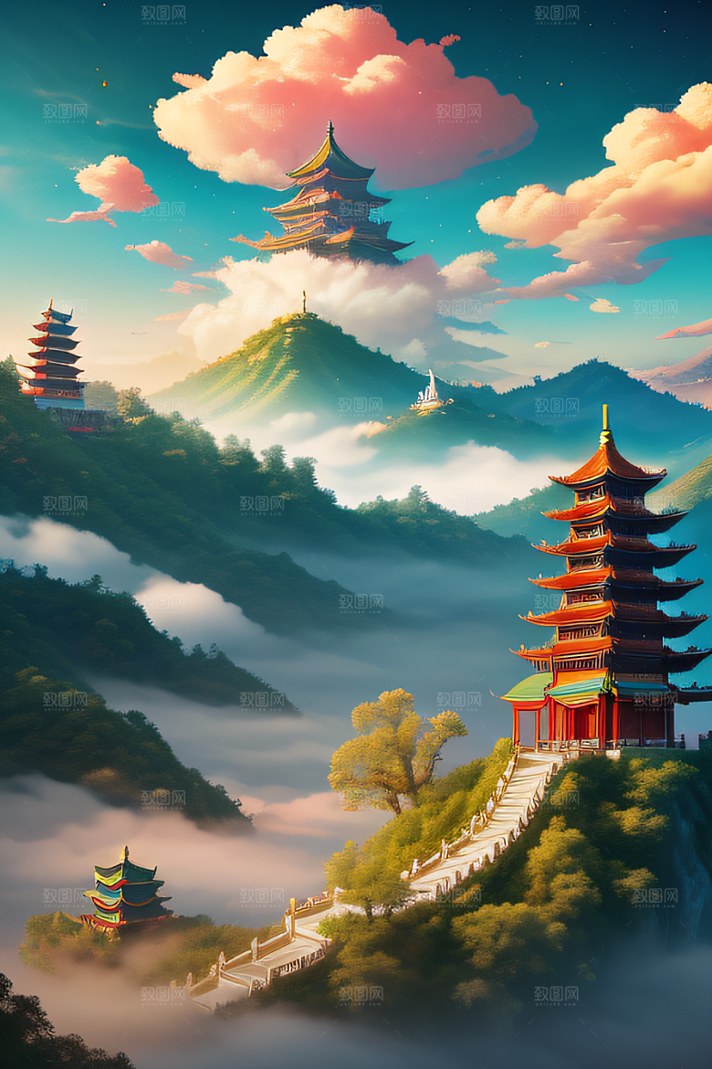 超现实梦幻仙境中的奇妙空间艺术