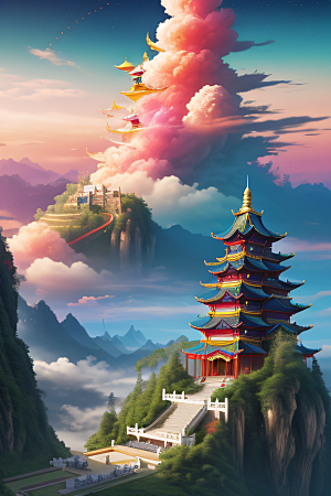 超现实梦幻仙境中的奇妙空间艺术