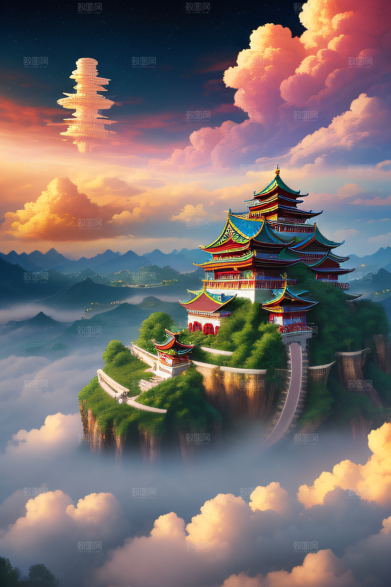 超现实梦幻仙境中的奇妙空间艺术