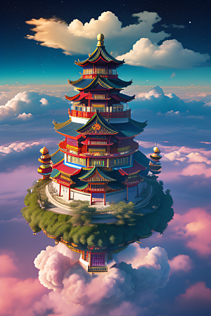 仙境之光壮丽景色的绚烂呈现