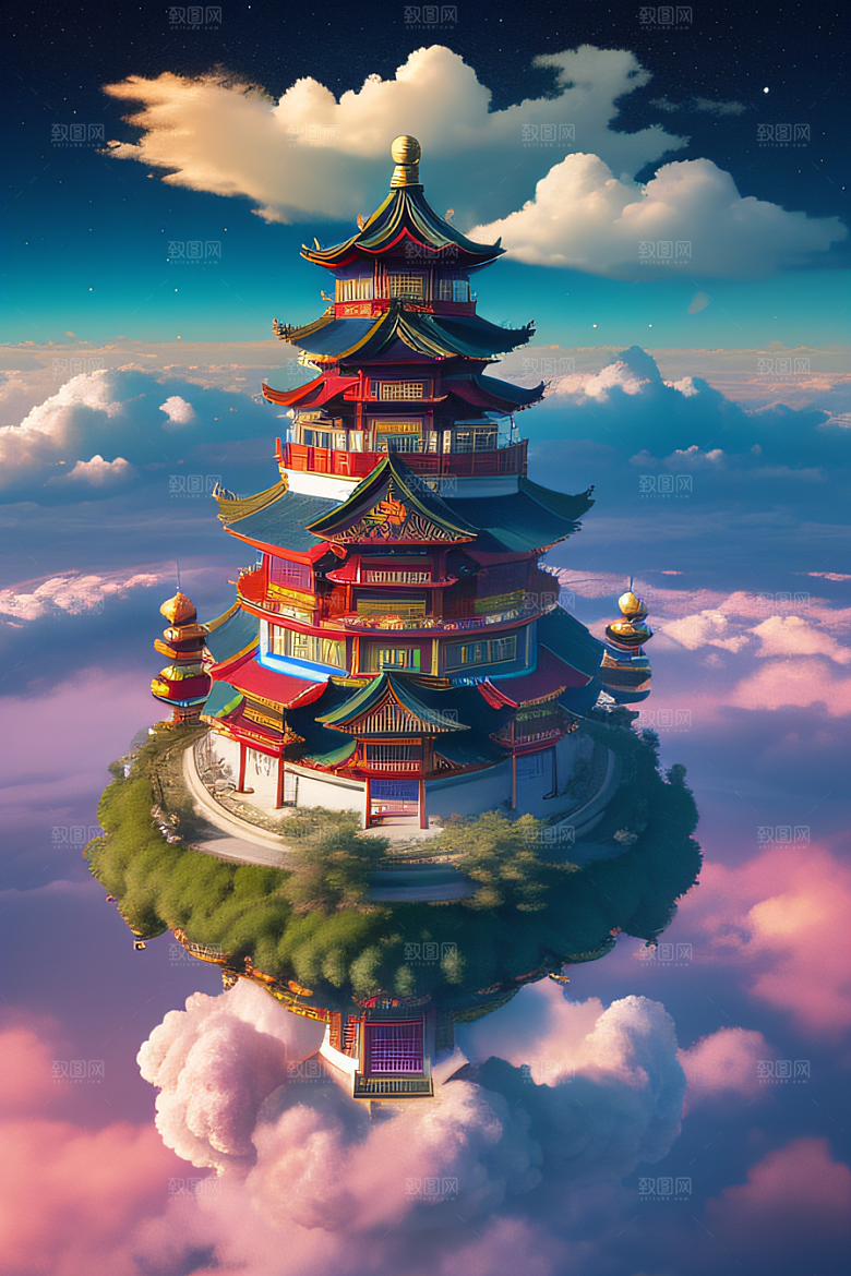 仙境之光壮丽景色的绚烂呈现