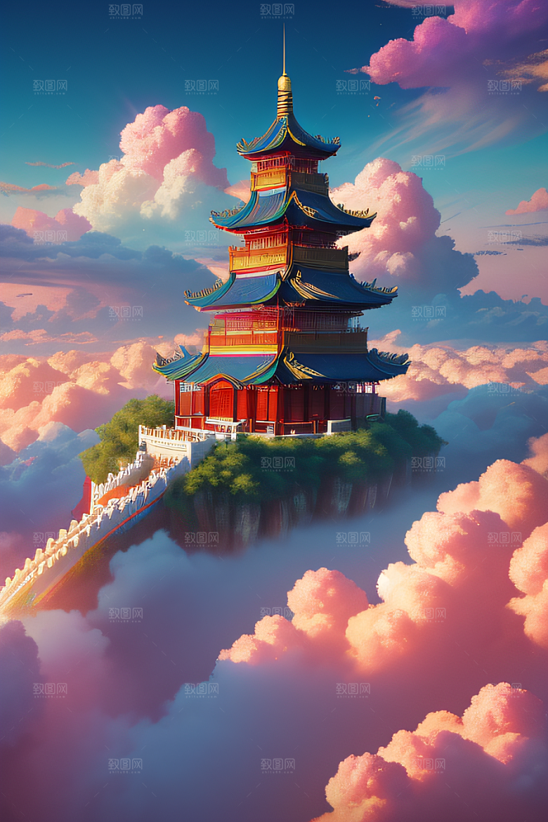 仙境之光壮丽景色的绚烂呈现