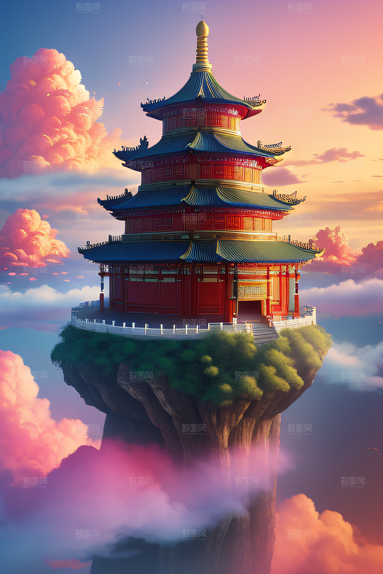 仙境之光壮丽景色的绚烂呈现