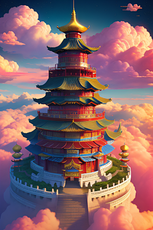 仙境之光壮丽景色的绚烂呈现