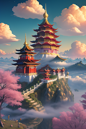 仙境之光壮丽景色的绚烂呈现