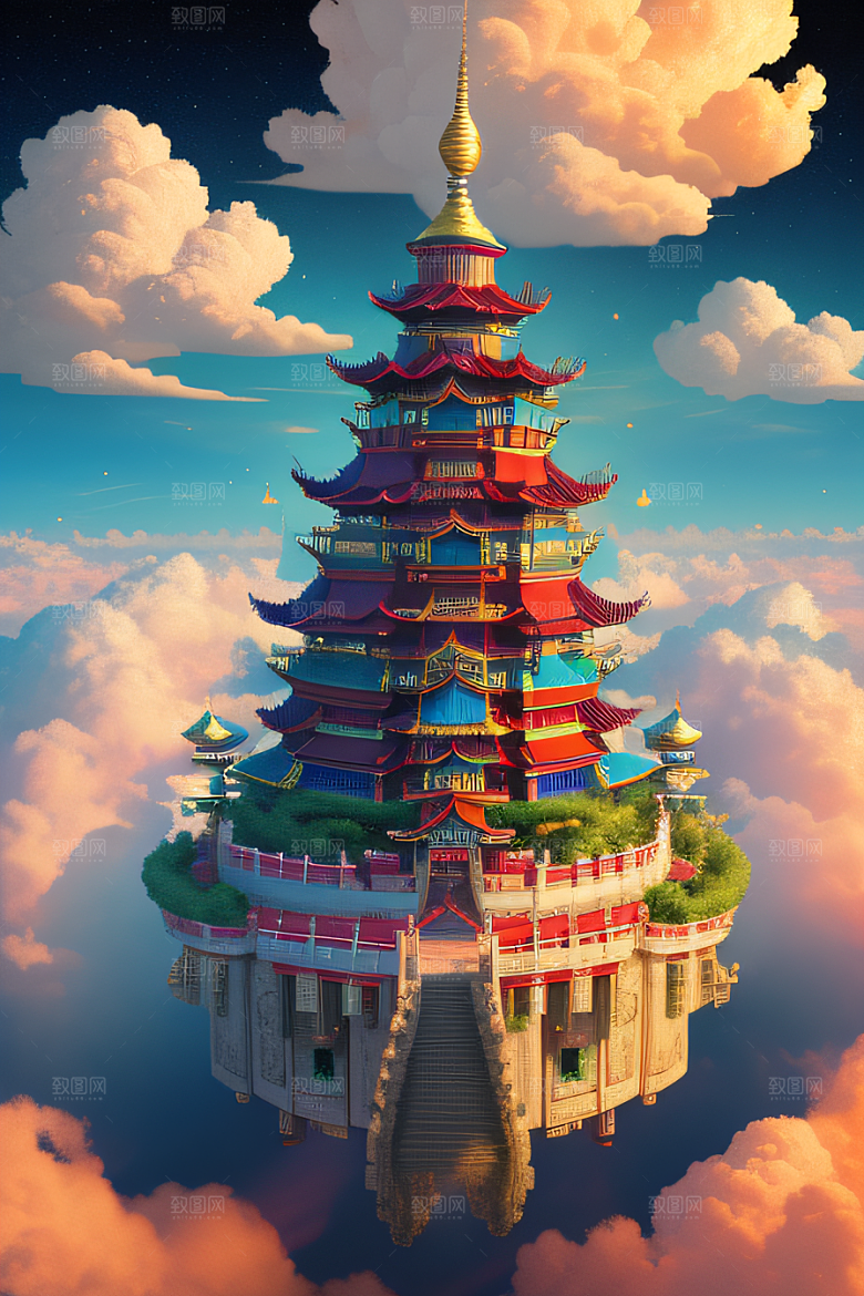 仙境之光壮丽景色的绚烂呈现