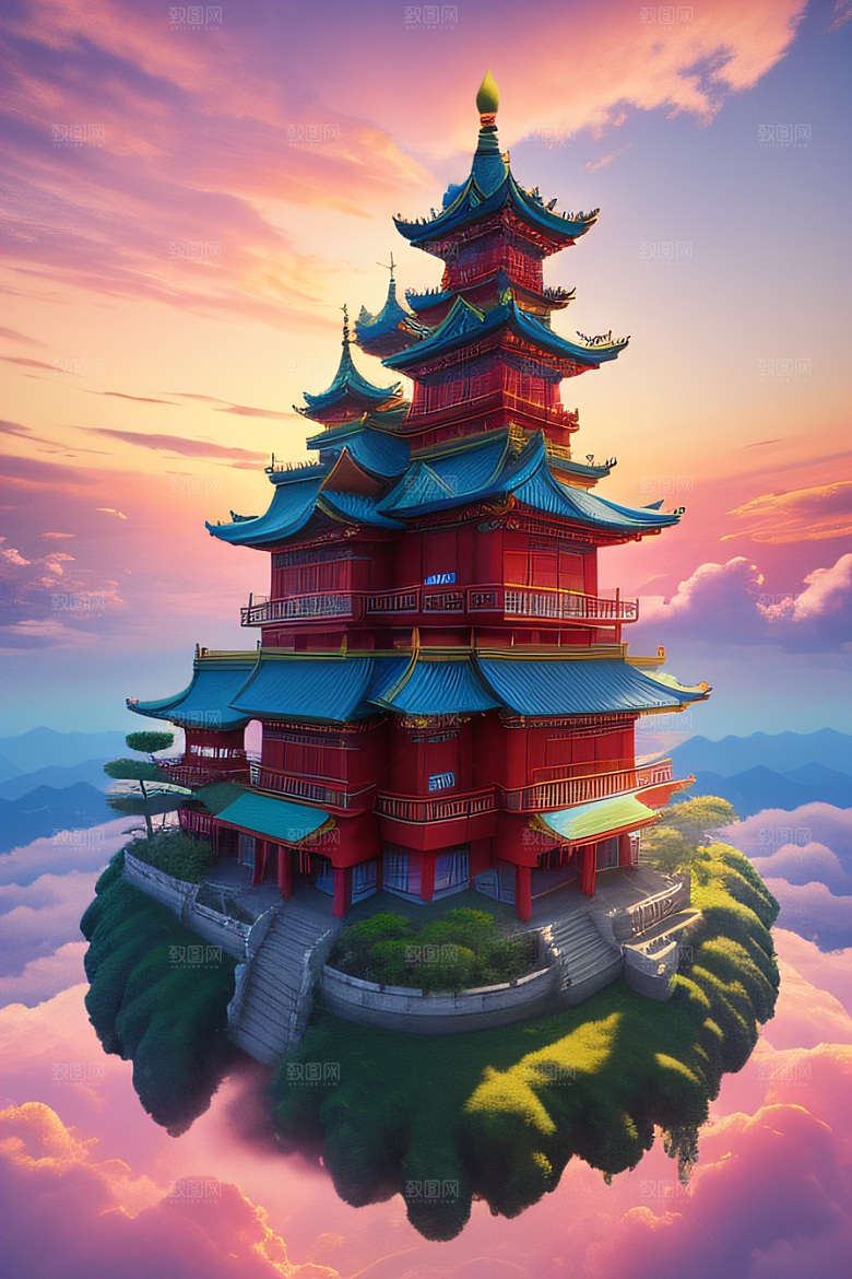 仙境之光壮丽景色的绚烂呈现