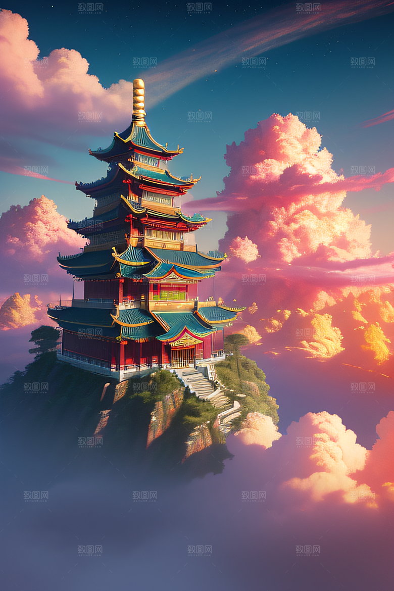 仙境之光壮丽景色的绚烂呈现