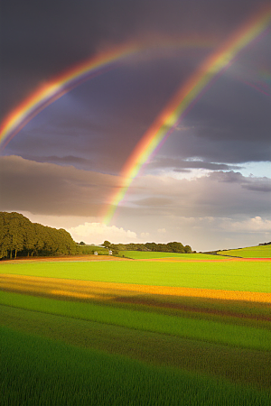 彩虹在田野里的精彩绽放