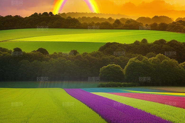 彩虹为田野带来生机与活力