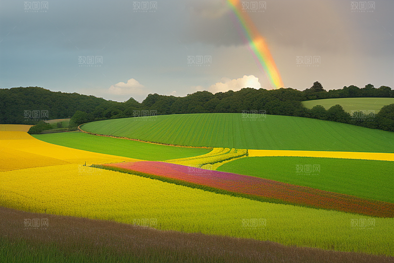 彩虹为田野带来生机与活力