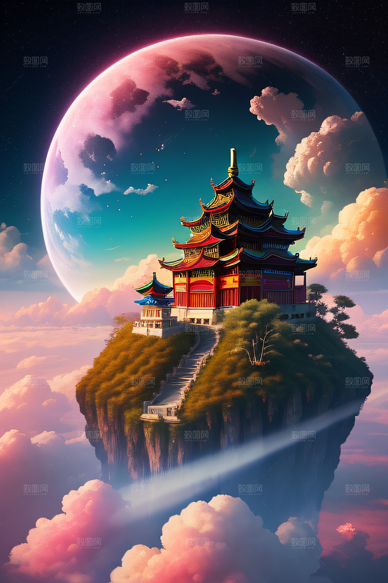 神圣光芒仙境中的壮丽景色