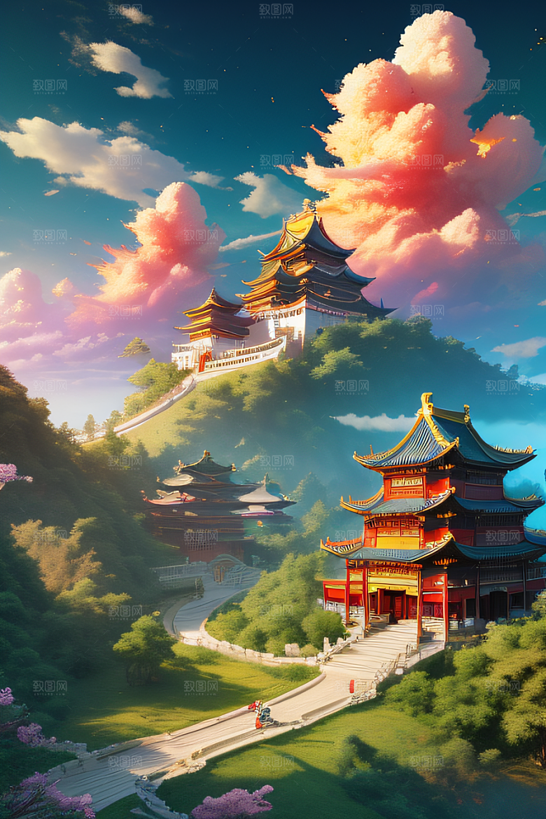 神圣光芒仙境中的壮丽景色