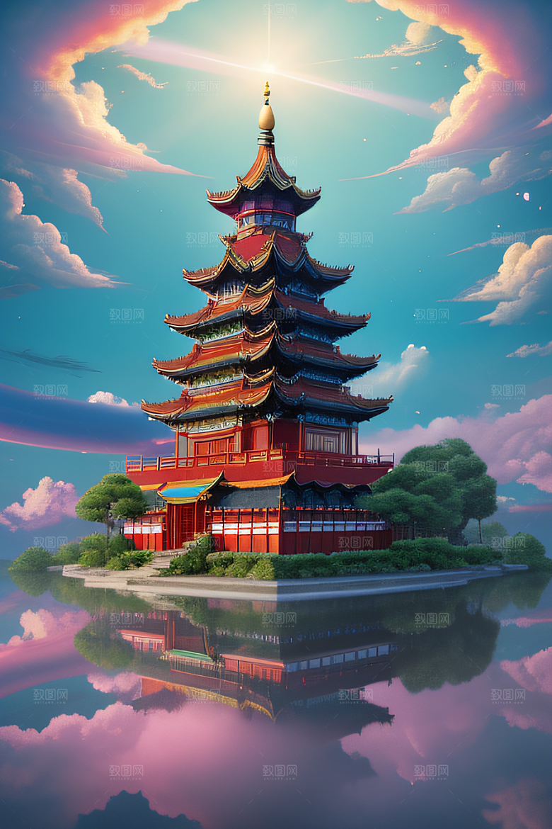 神圣光芒仙境中的壮丽景色