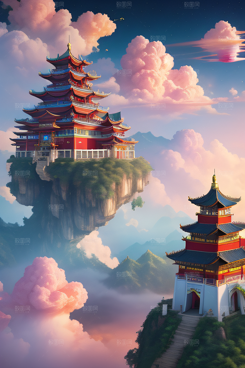 神圣光芒仙境中的壮丽景色