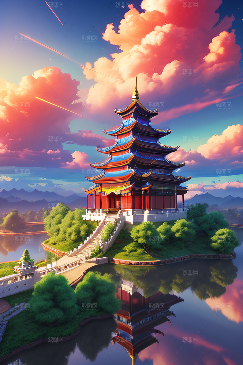 神圣光芒仙境中的壮丽景色