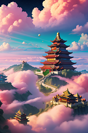 神圣光芒仙境中的壮丽景色
