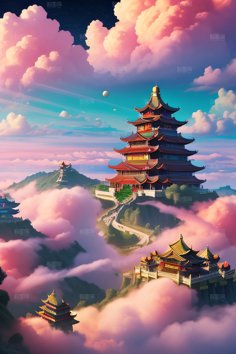 神圣光芒仙境中的壮丽景色