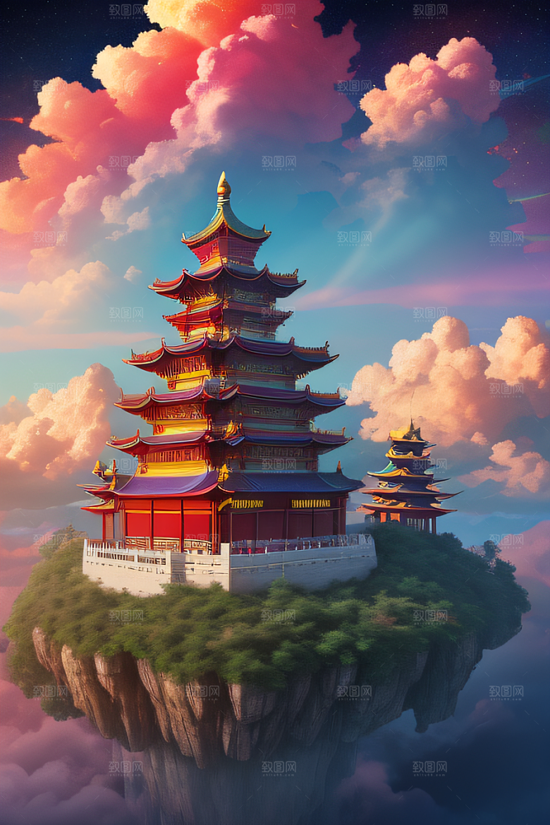 神圣光芒仙境中的壮丽景色