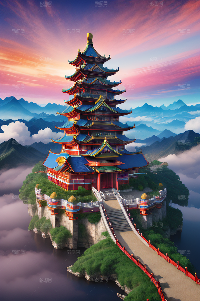 神圣光芒仙境中的壮丽景色