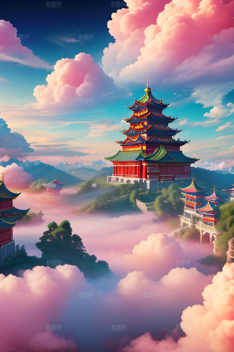 神圣光芒仙境中的壮丽景色