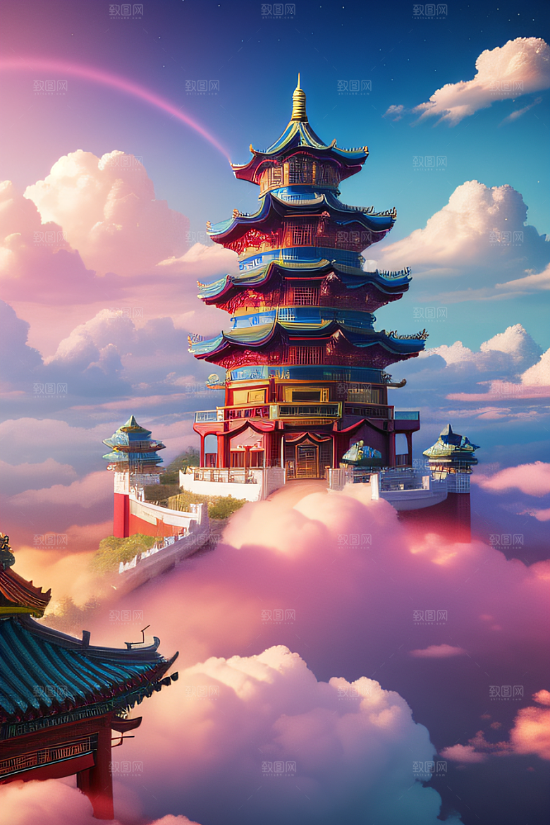 神圣光芒仙境中的壮丽景色