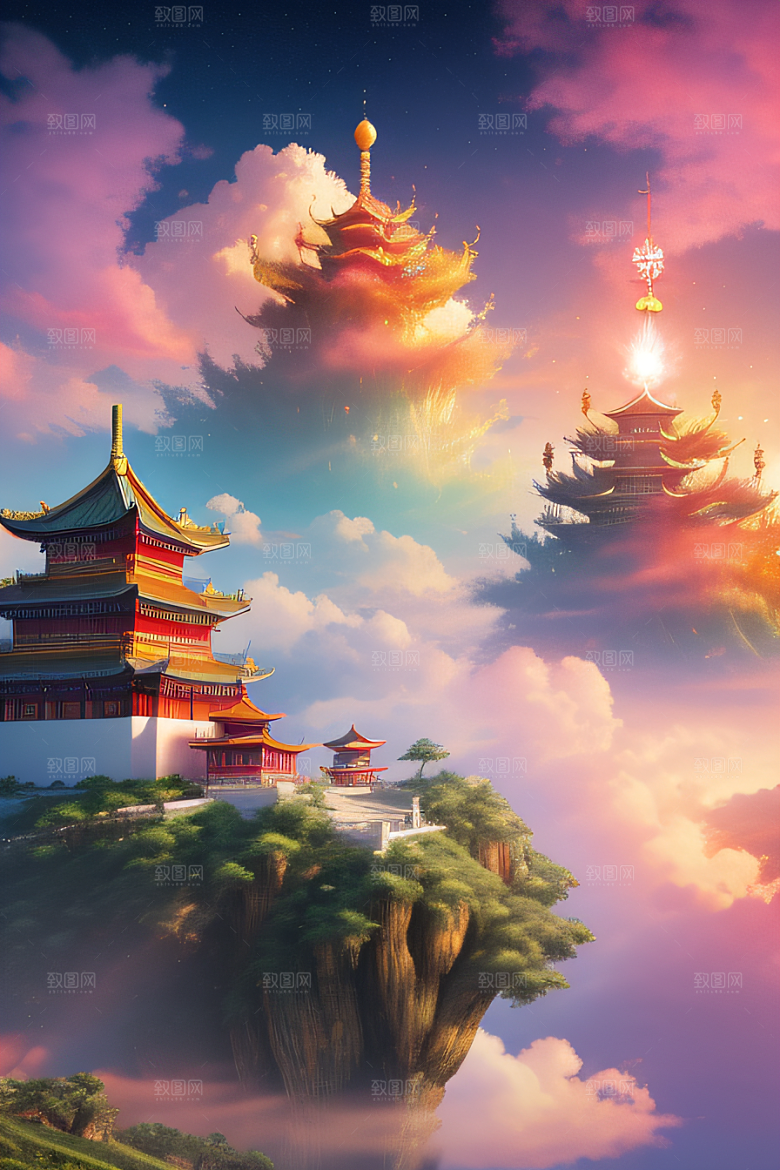 神圣光芒仙境中的壮丽景色