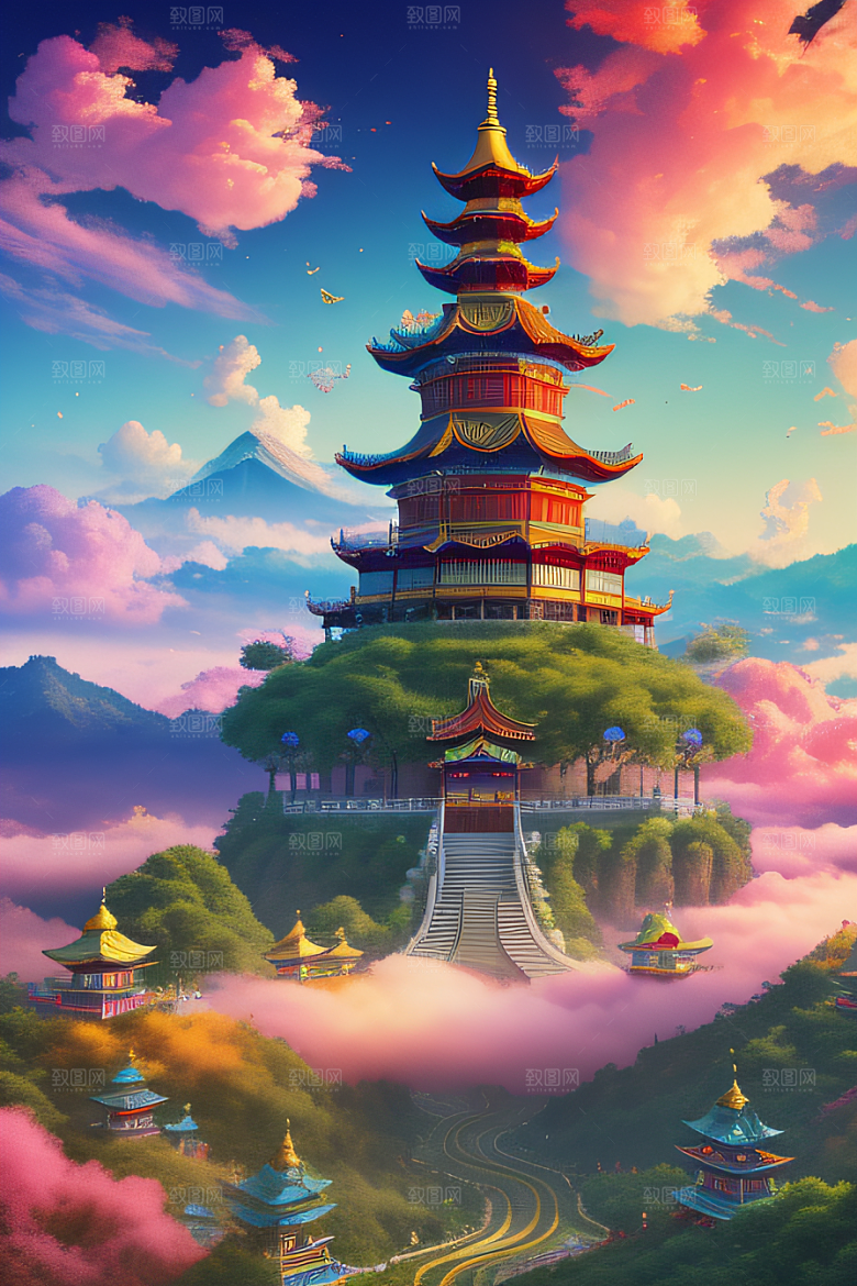 神圣光芒仙境中的壮丽景色