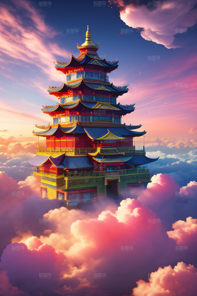 仙境绚丽多彩云霞中的中国神话之旅