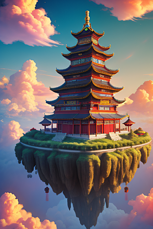 仙境绚丽多彩云霞中的中国神话之旅