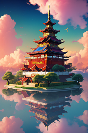 仙境绚丽多彩云霞中的中国神话之旅
