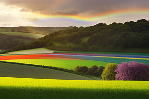 田野上的美丽彩虹