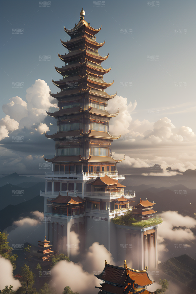 烟云缭绕雾气与云朵的壮丽仙境
