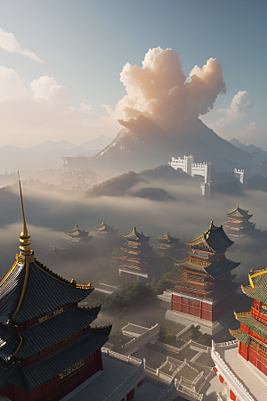 梦幻风景精致细节的中国宫殿之美