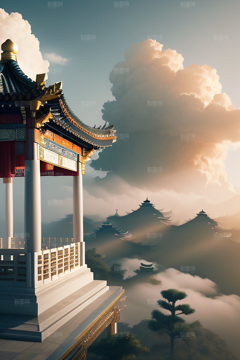 梦幻风景精致细节的中国宫殿之美