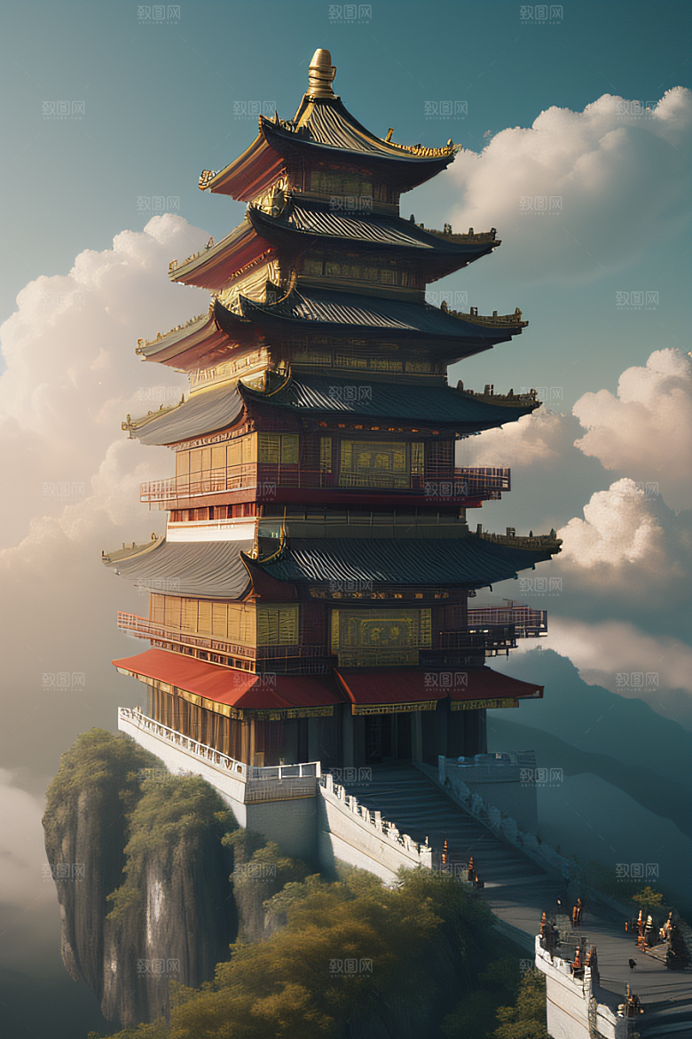 梦幻风景精致细节的中国宫殿之美