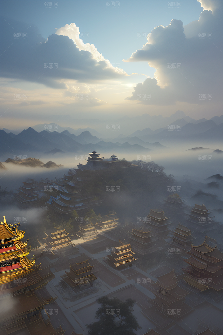 梦幻风景精致细节的中国宫殿之美